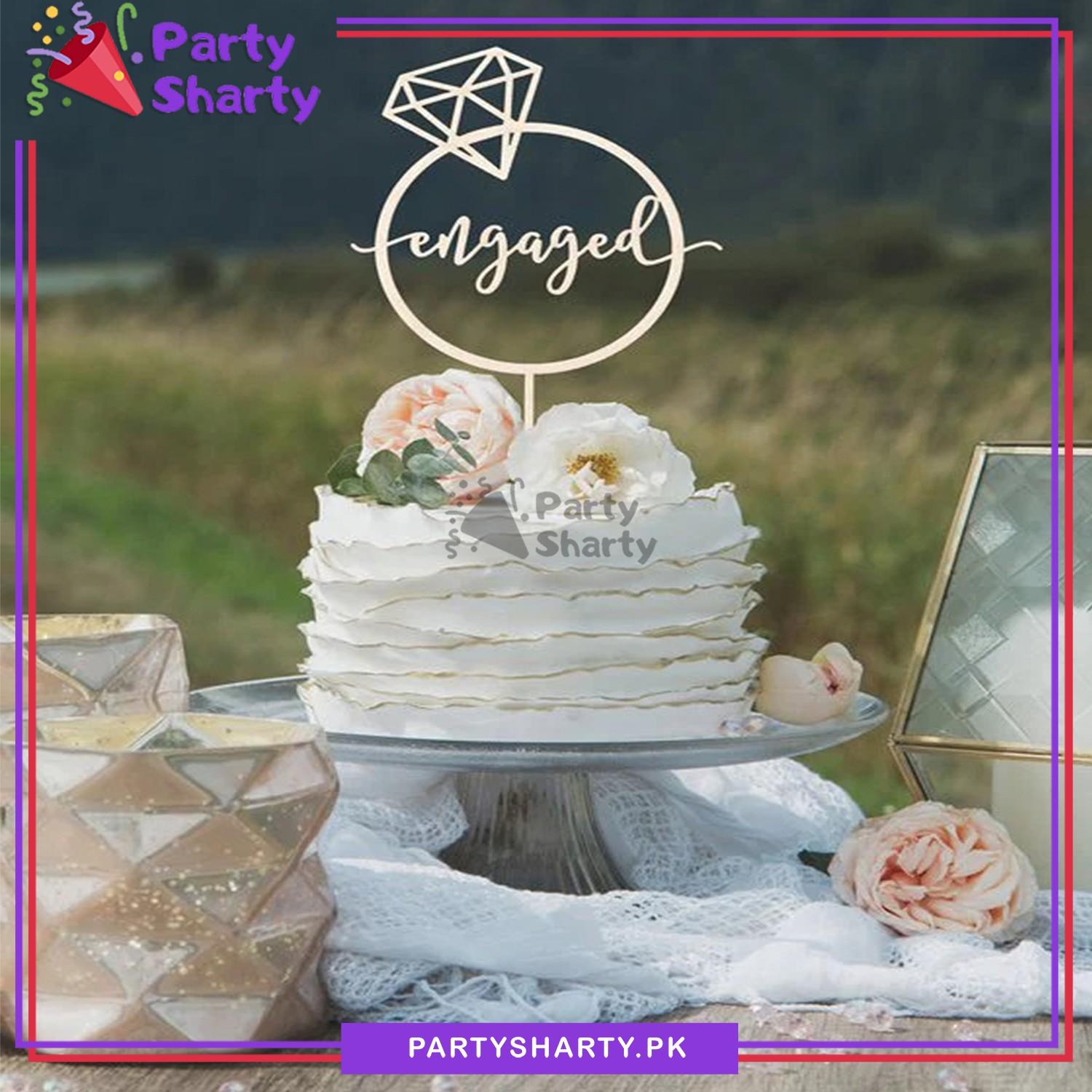 Engaged Acrylic Cake Topper For Engagement Wedding Celebration Decoration Supplies