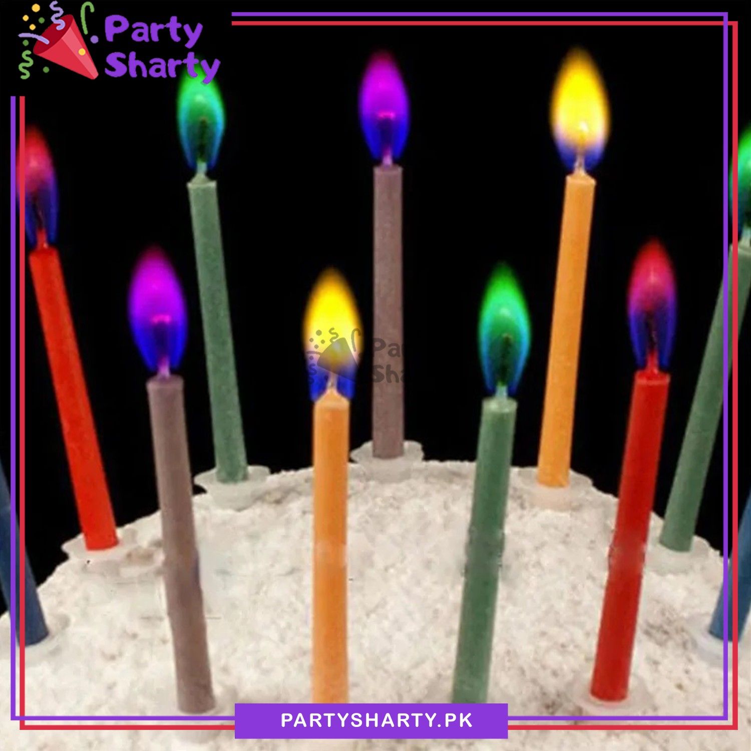 Amazing Color flame Multicolor Happy Birthday Candles (Pack of 5)