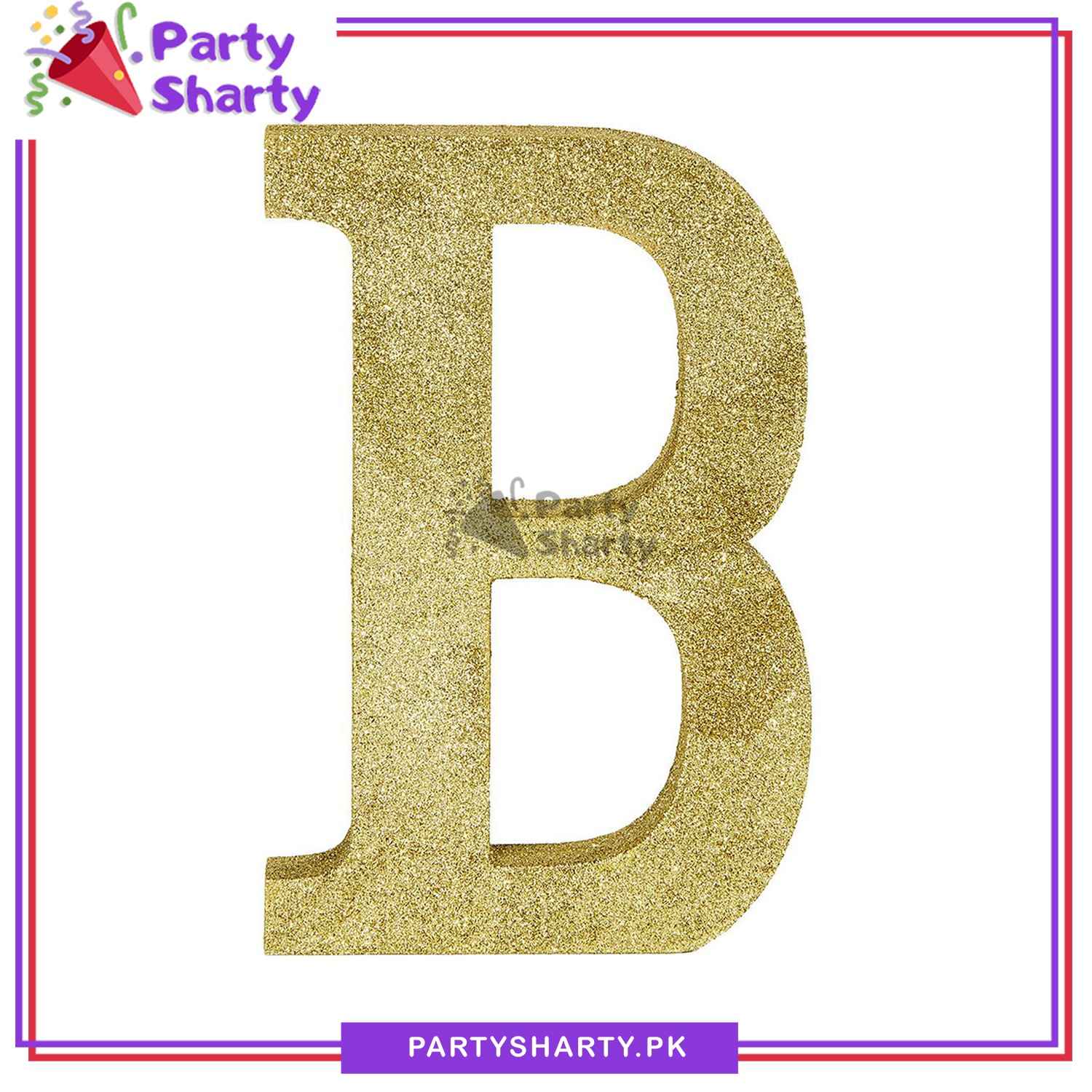 Gold Glitter Alphabet Sign Thermocol For Birthday and Event Decoration