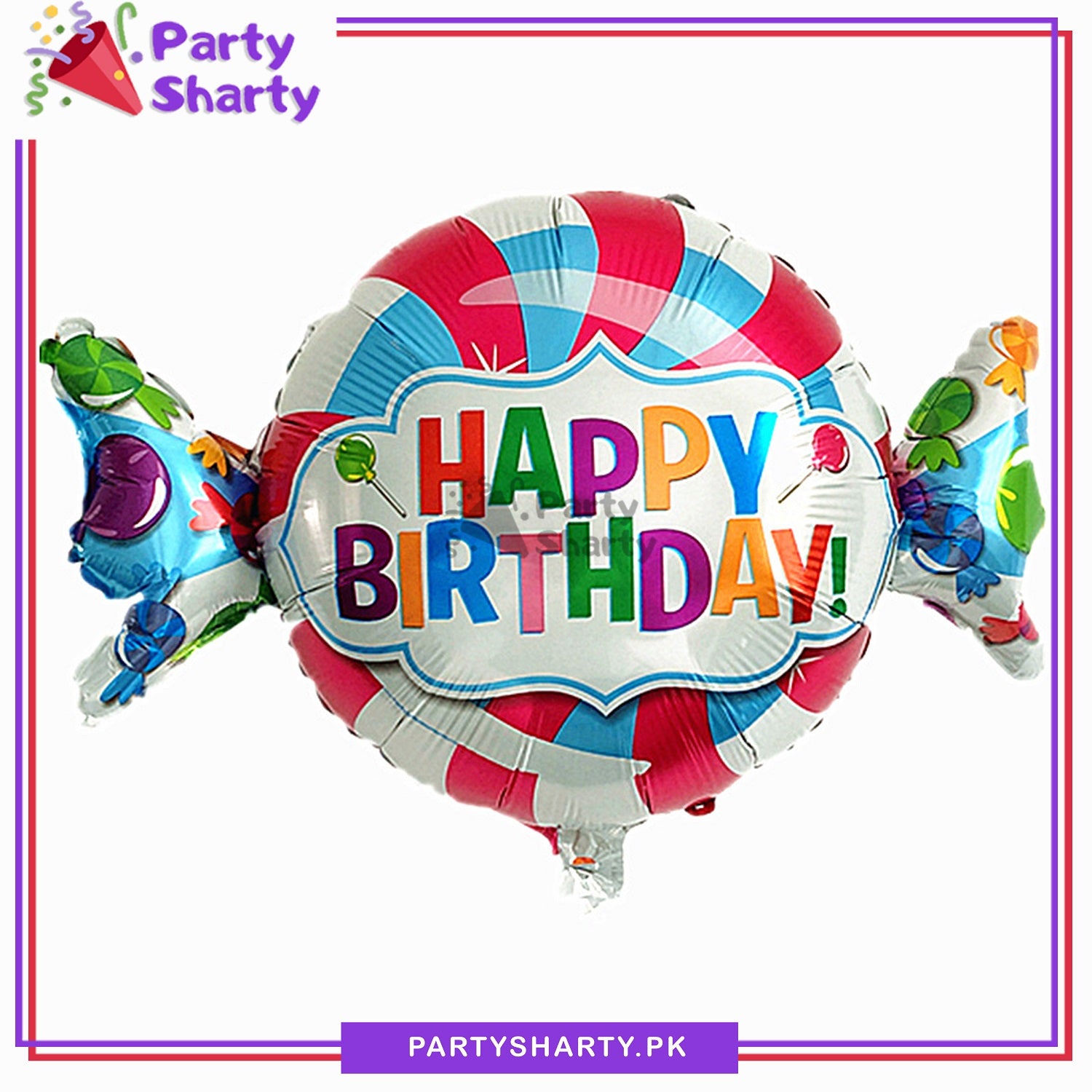 Happy Birthday Printed Candy Shaped Foil Balloon for Candyland Theme Birthday Celebration and Decoration