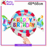 Happy Birthday Printed Candy Shaped Foil Balloon for Candyland Theme Birthday Celebration and Decoration
