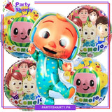 5pcs/set Cocomelon Theme JJ Boy WIth 4 Printed Round Foil Balloons For Party Decoration and Celebration