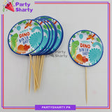 Happy Dino Birthday Theme Cup Cake Topper For Dinosaur Birthday Theme Party and Decoration