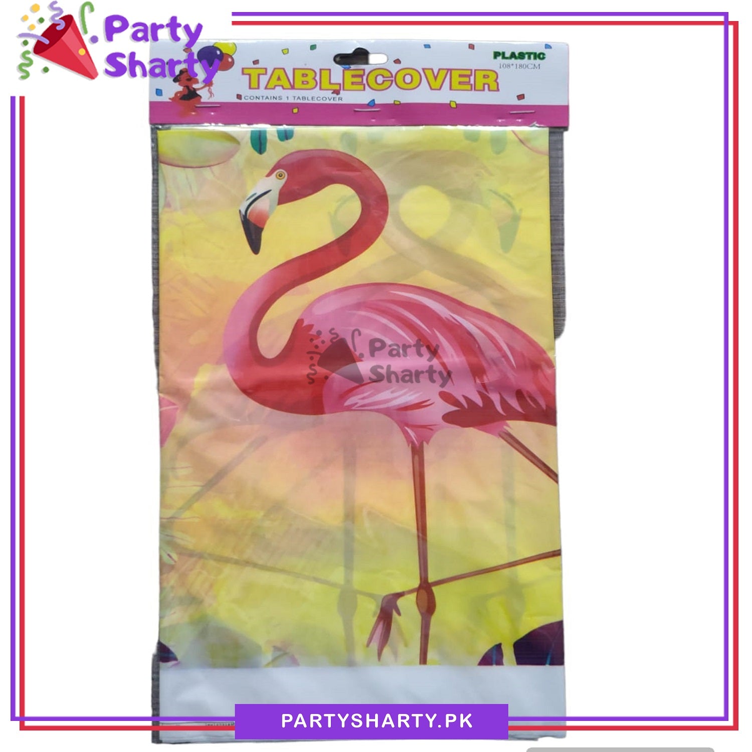 D-2 Flamingo Party Theme Table Cover for Birthday Party and Decoration