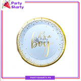 its a Boy Golden Foil Print Paper Plates Pack Of 10 for Welcome Baby Party Decoration & Celebration