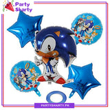5pcs/set Sonic Theme Foil Balloons For Birthday Party Decoration and Celebration