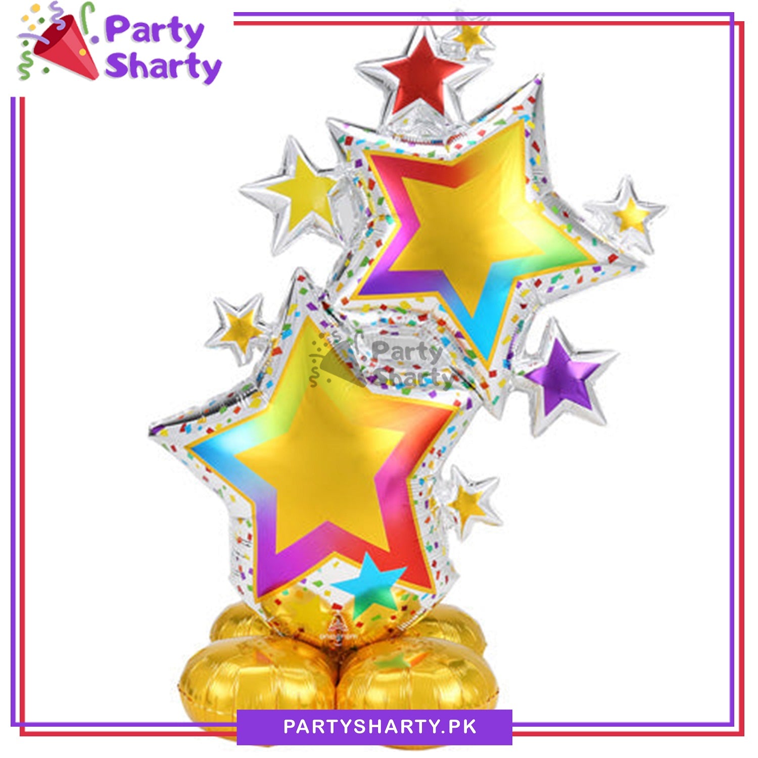 Large 3D Multicolor Star Cluster Standee Foil Balloon For Party and Event Decoration