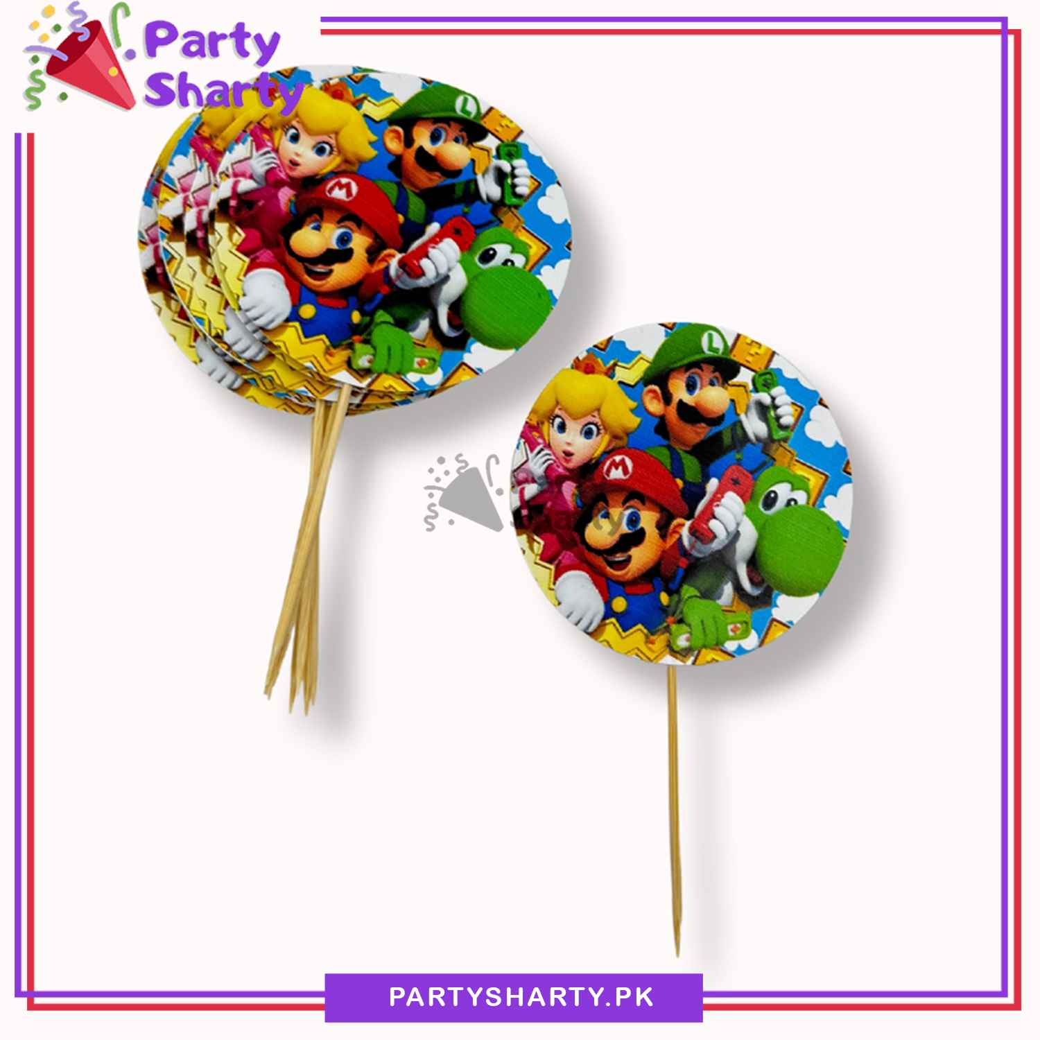 Super Mario Theme Cup Cake Topper For Mario Birthday Theme Party and Decoration