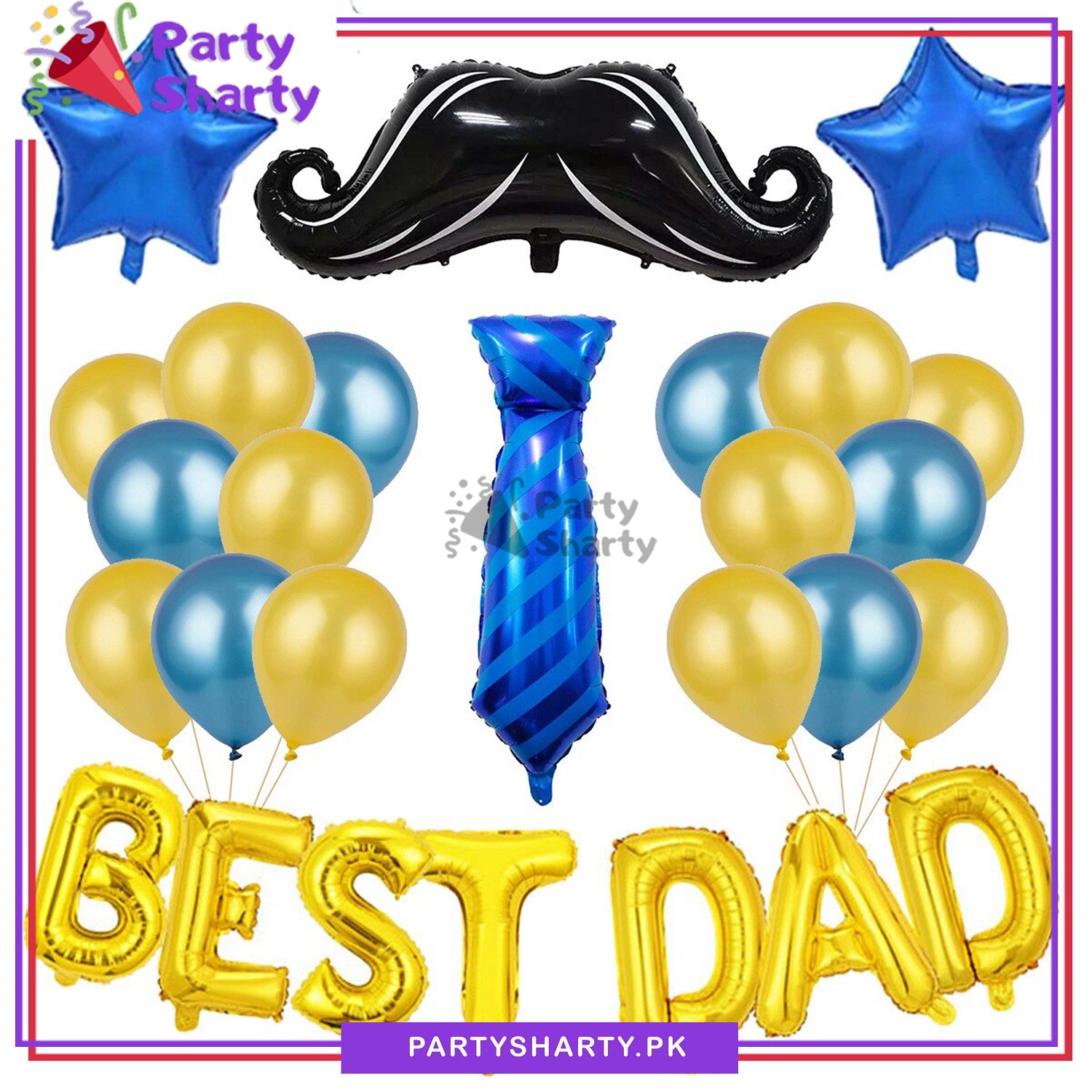 Best Dad Golden with Blue Theme Set For Father's Day and Dad Birthday Decoration and Celebration