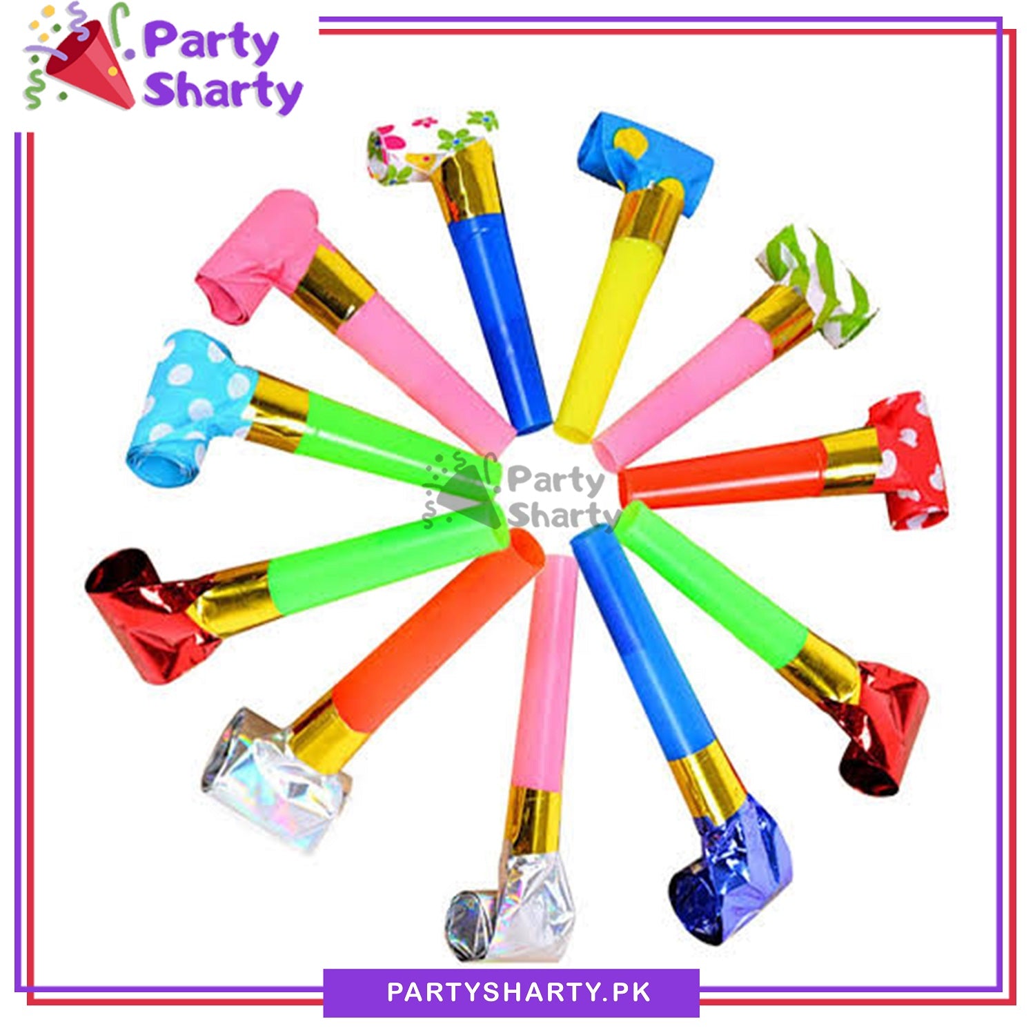 Multi Color Whistles Pack of 10 for Birthday Party Celebration