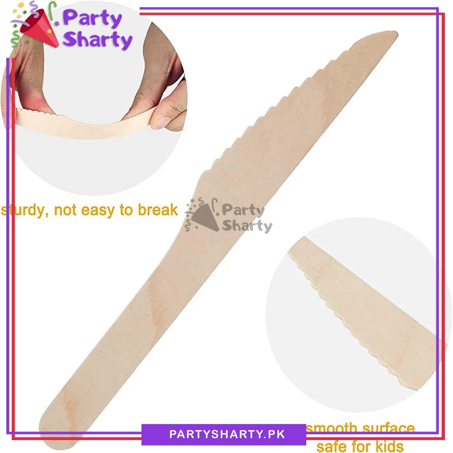 Disposable Wooden Knife Set For Birthday, Anniversary, Wedding Party Decoration and Celebration