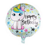 Happy Birthday Printed Cute Unicorn Light Blue Round Foil Balloon For Unicorn Theme Decoration and Celebration