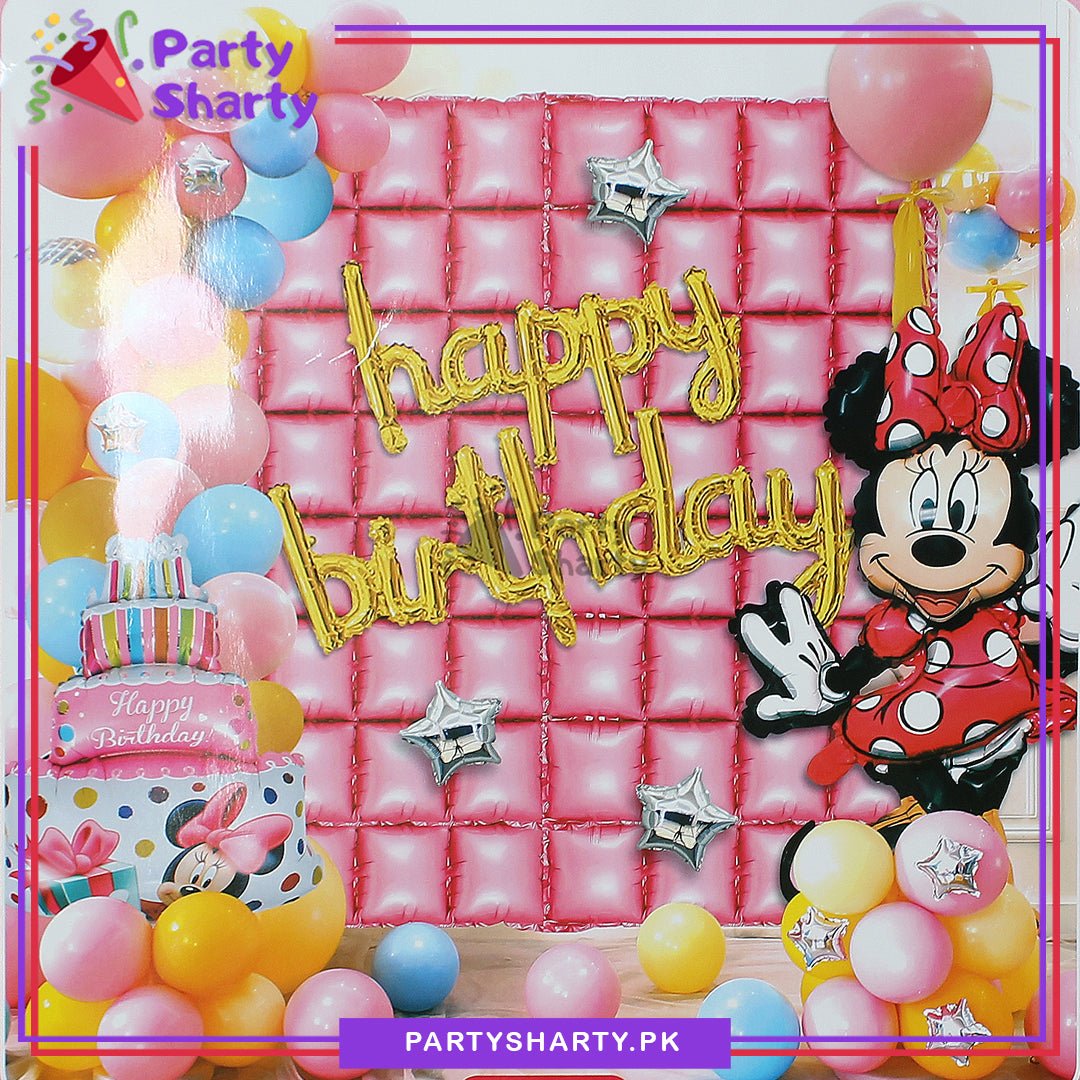 Happy Birthday Minnie Mouse Theme Set for Minnie Mouse Theme Based Birthday Decoration and Celebration