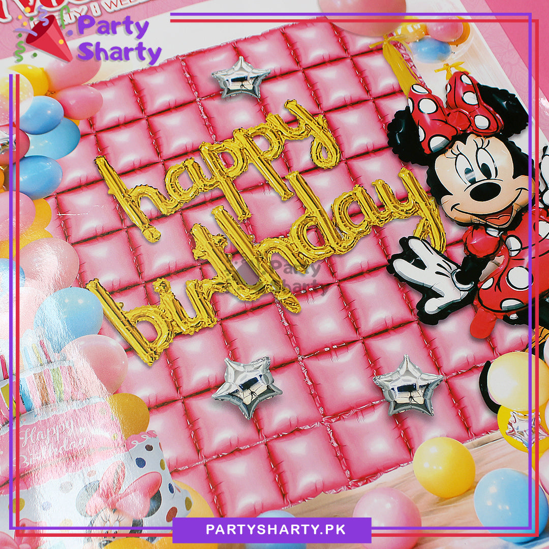 Happy Birthday Minnie Mouse Theme Set for Minnie Mouse Theme Based Birthday Decoration and Celebration