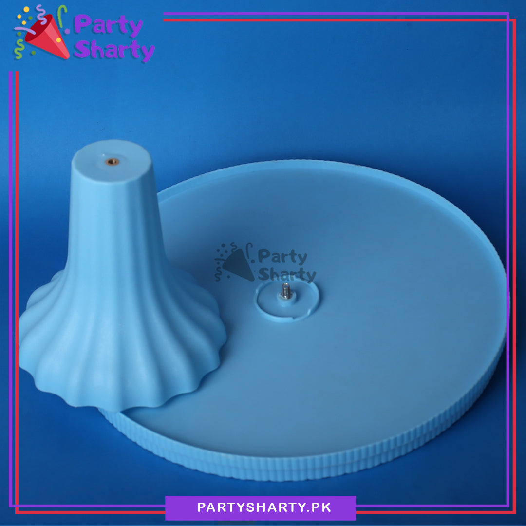 Plastic Round Blue Cake Stand 12 Inch For Party Celebration