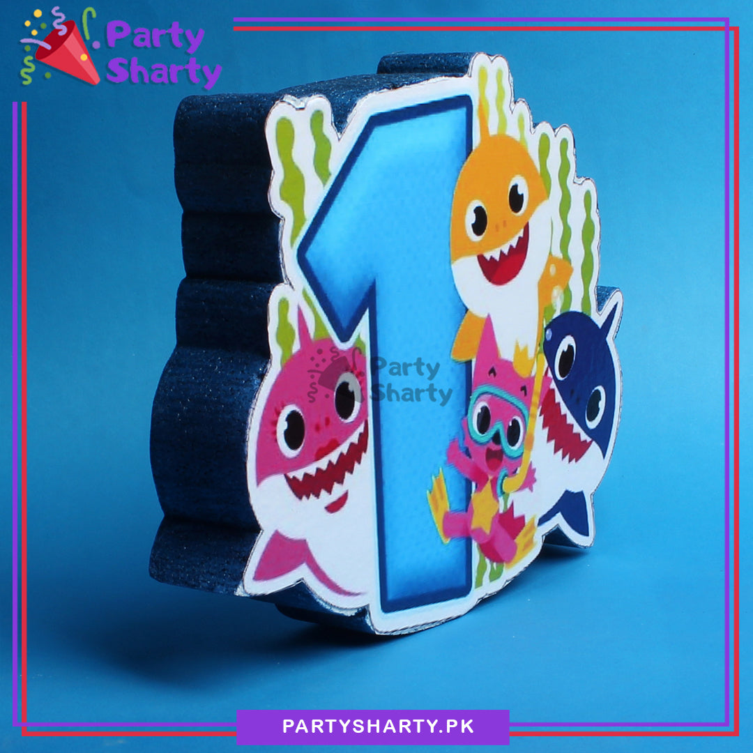 Numeric 1 Thermocol Standee For Baby Shark Theme Based First Birthday ...
