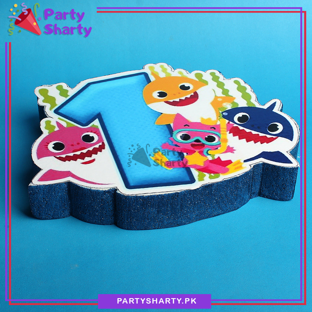 Numeric 1 Thermocol Standee For Baby Shark Theme Based First Birthday Celebration and Party Decoration