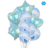 14 Pcs Agate / Marble Decorative Party Balloons Set (Star, Heart Shaped & Agate Party Balloons Set) For Birthday and Event Decoration
