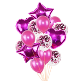 14 Pcs Confetti Decorative Party Balloons Set (Star, Heart Shaped & Confetti Filled Latex Party Balloons Set) For Birthday and Event