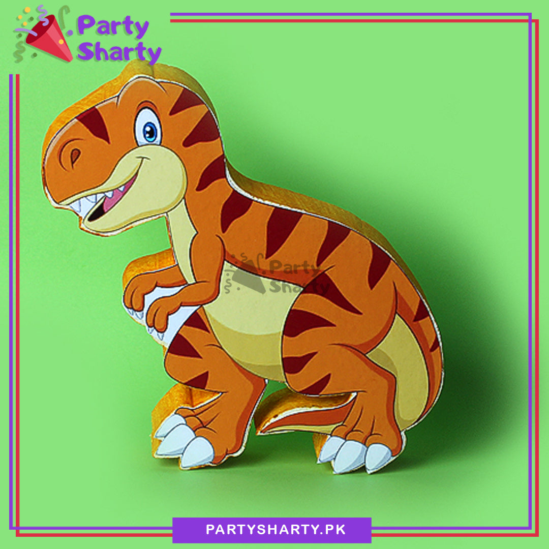 Orange Dinosaur Character in Thermocol Standee For Dinosaur/Dragon Theme Based Birthday Celebration and Party Decoration