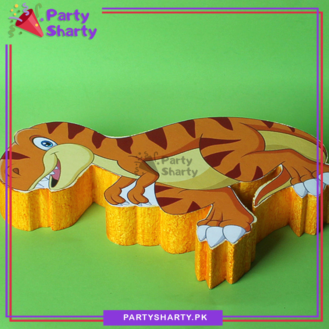 Orange Dinosaur Character in Thermocol Standee For Dinosaur/Dragon Theme Based Birthday Celebration and Party Decoration