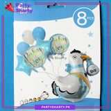 Baby Boy / Girl Swan Shaped Foil Balloon Set of 8 For Baby Shower, Welcome Baby and Gender Reveal Party Decoration and Celebrations
