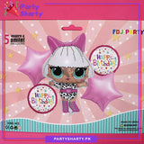 Lol Doll Cartoon Foil Balloon Set - 5 Pieces For Birthday Party and Decoration