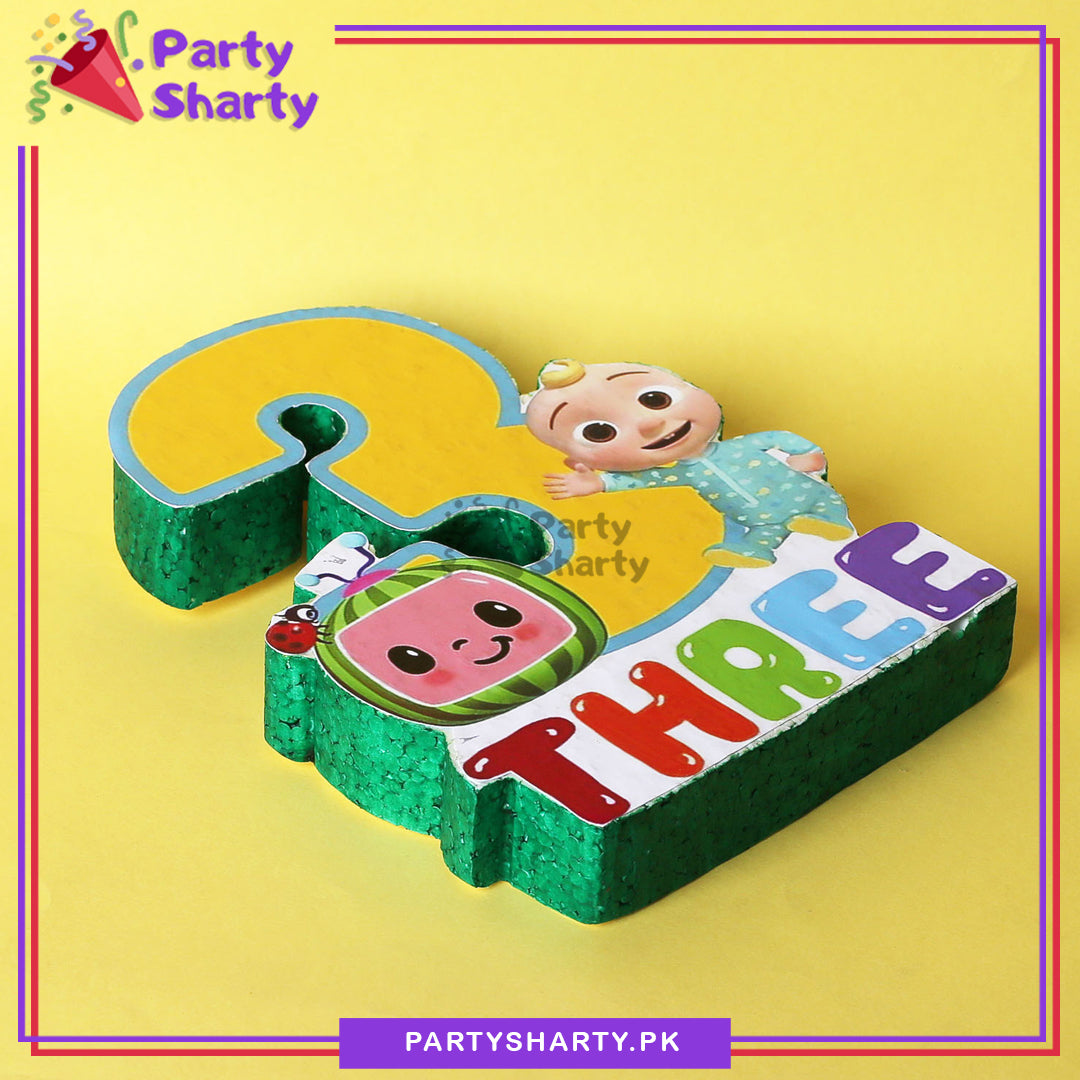 Numeric 3 Thermocol Standee For Cocomelon Theme Based Third Birthday Celebration and Party Decoration
