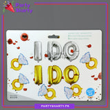 'I DO' Foil Alphabet with 05 Ring Shaped Foil Balloon Set for Bridal Shower, Engagement, Wedding Event Celebration and Decoration