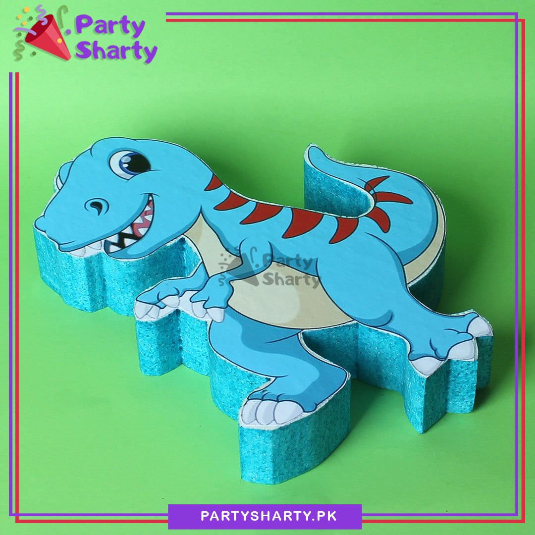 Blue Dinosaur Character in Thermocol Standee For Dinosaur/Dragon Theme Based Birthday Celebration and Party Decoration