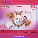 I Do Ring Shaped Foil Balloon Set - 5 Pieces For Wedding, Bridal Shower Decoration and Celebration