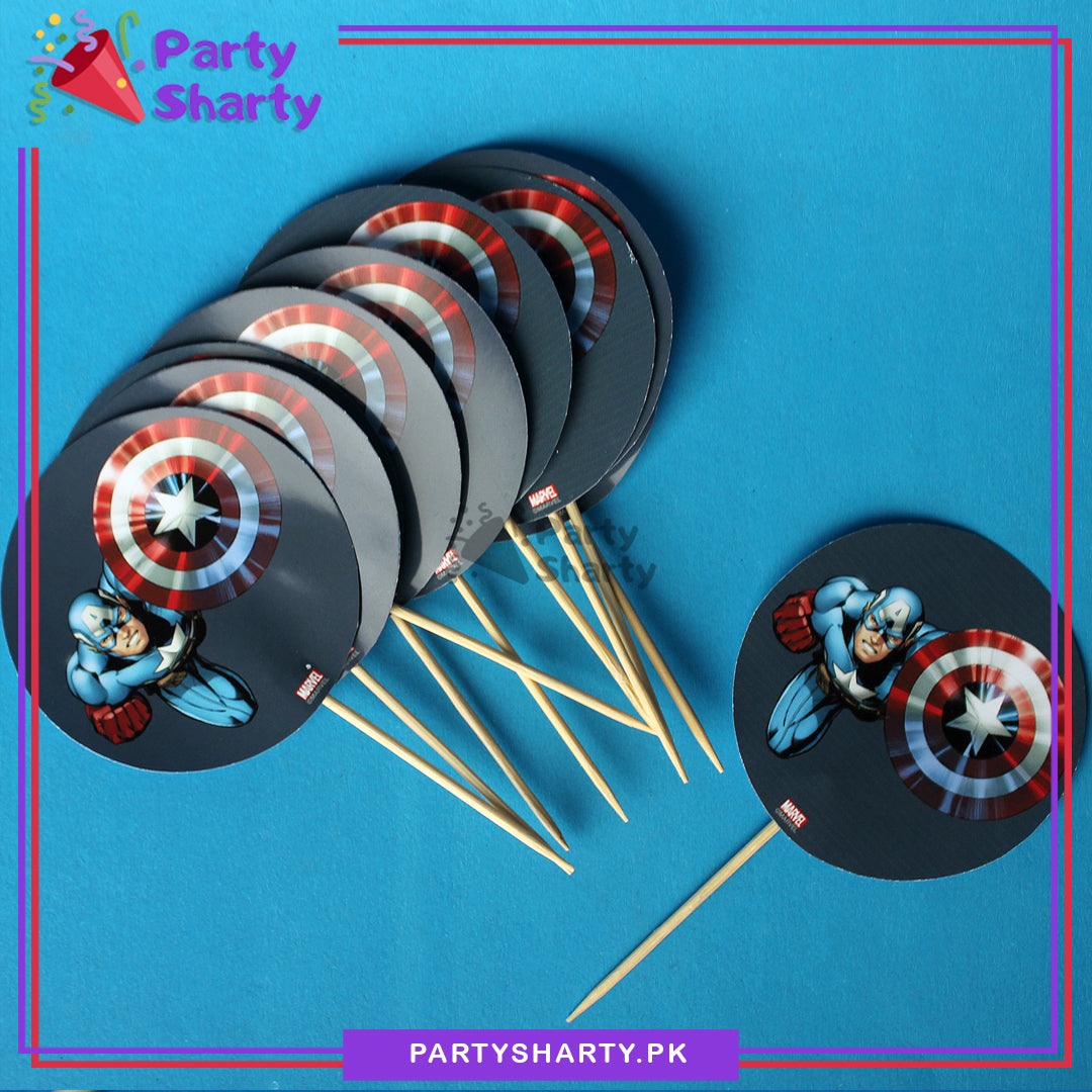 Captain America Cup Cake Topper For Captain America Birthday Theme Party and Decoration