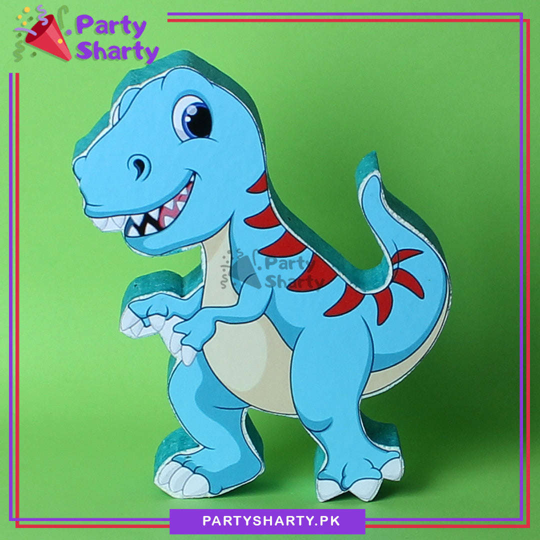 Blue Dinosaur Character in Thermocol Standee For Dinosaur/Dragon Theme Based Birthday Celebration and Party Decoration