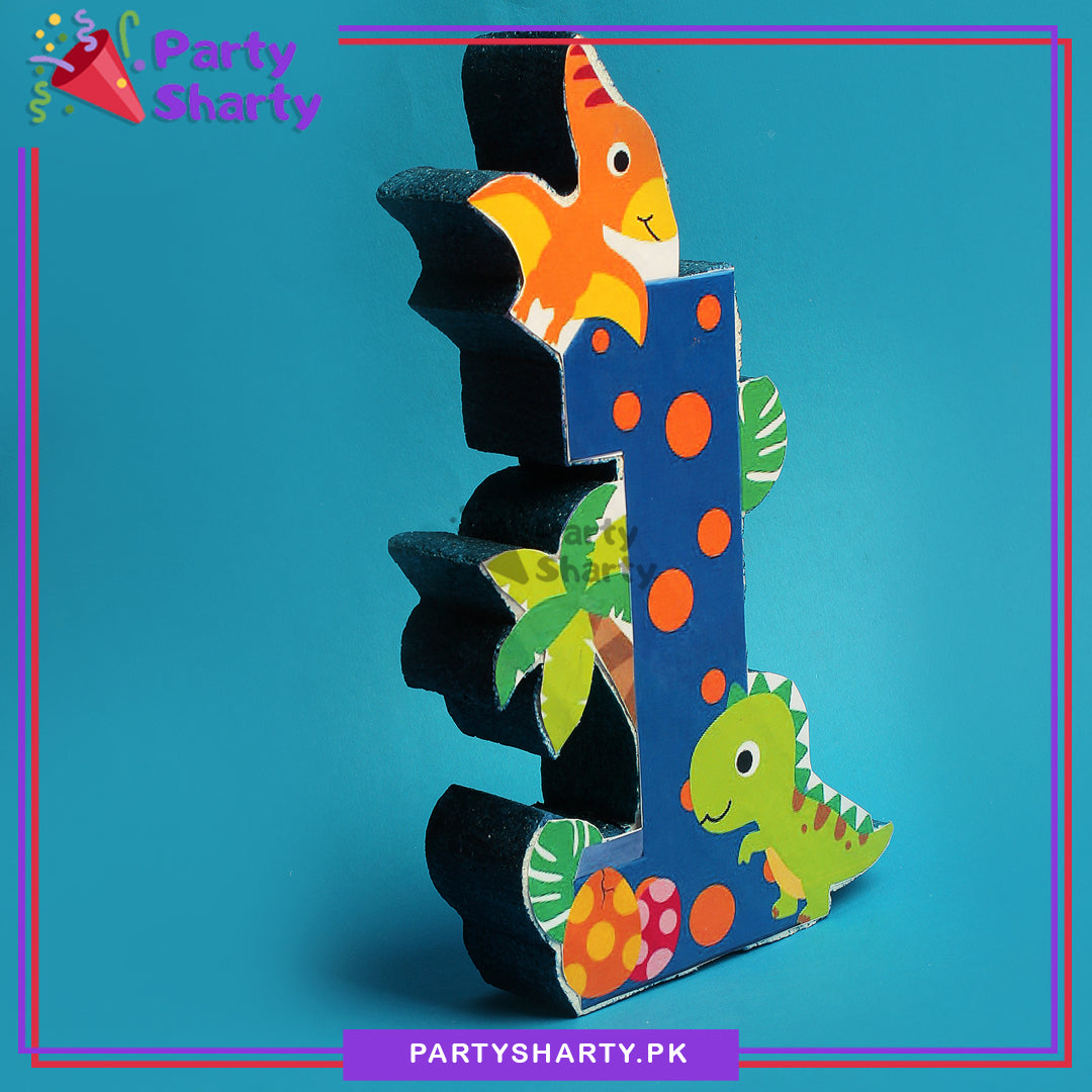 Numeric 1 Thermocol Standee For Dinosaur / Dragon Theme Based First Birthday Celebration and Party Decoration