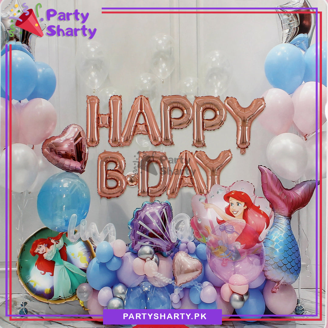 Happy B-Day Mermaid Theme Set for Theme Based Birthday Decoration and Celebration