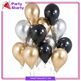 Silver, Black & Golden Metallic Balloons Set of 13pcs for Party Decoration and Celebration