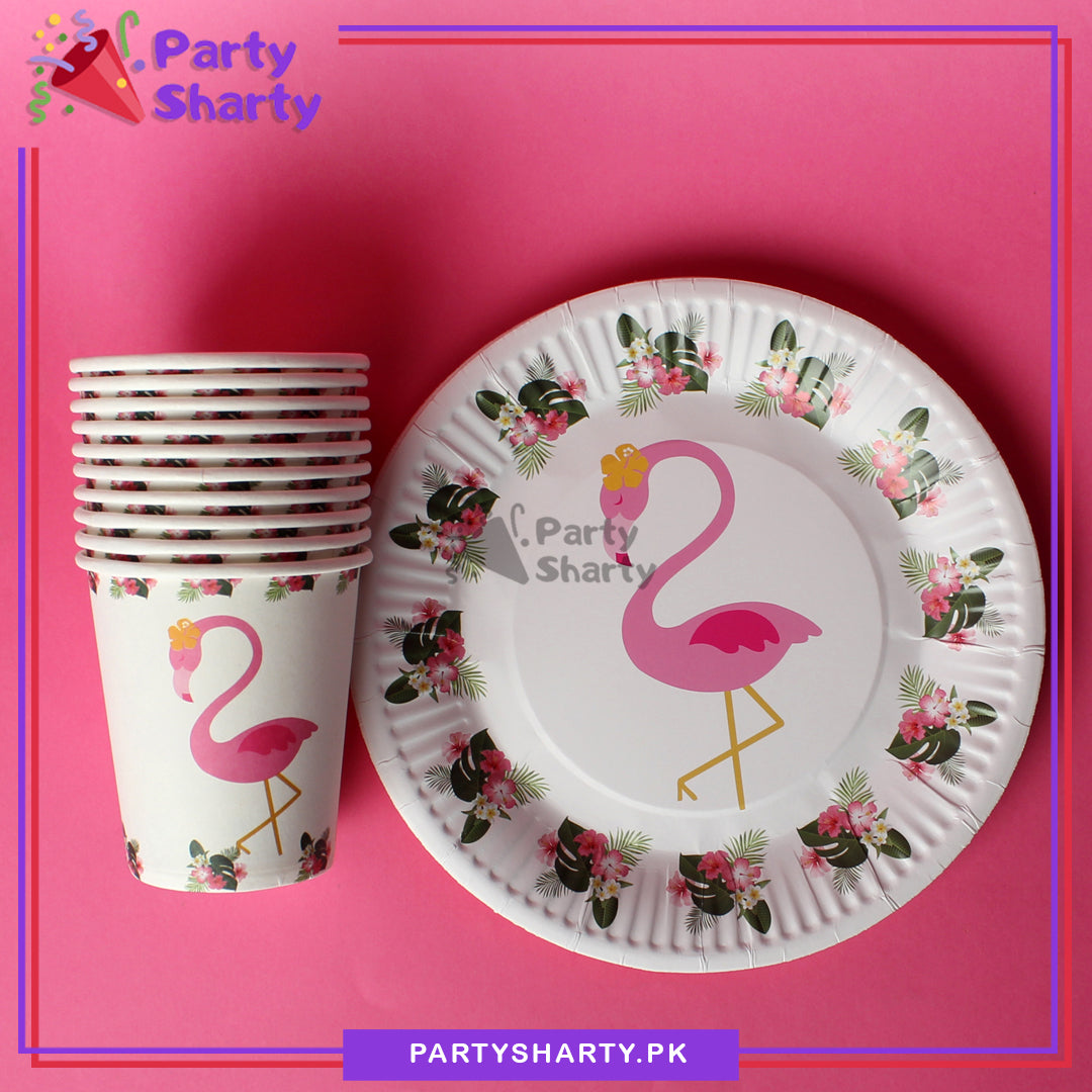 Flamingo Theme Party Disposable Paper Plates and Cups for Flamingo Theme Party and Decoration