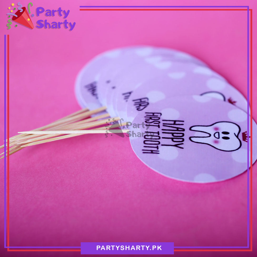 Happy First Tooth Cup Cake Topper For First Tooth Theme Party Decoration and Celebration