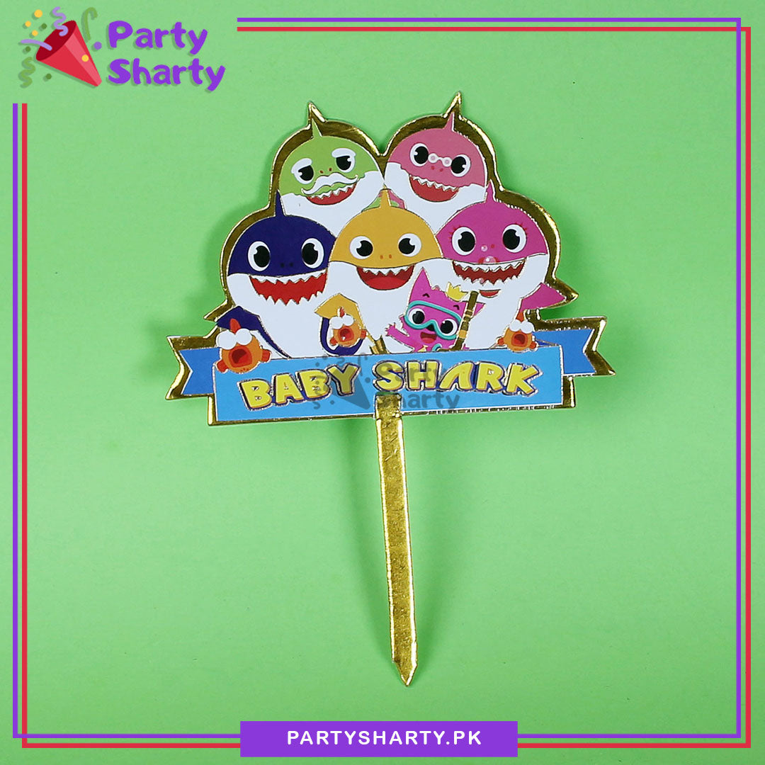 Baby Shark Theme Card Board Material Cake Topper For Birthday Party Celebration and Decoration
