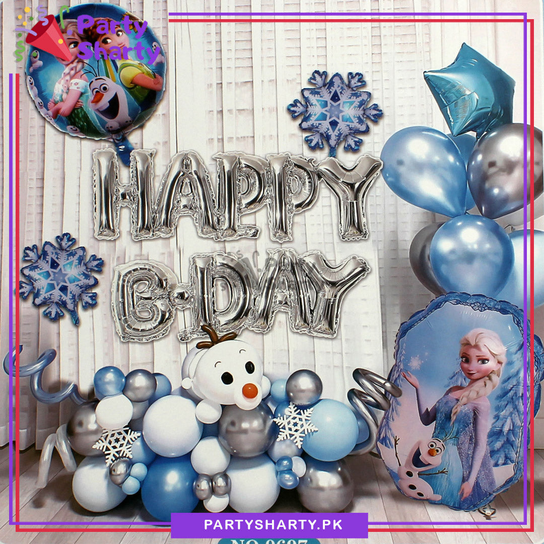 Happy B-Day Frozen Theme Set for Theme Based Birthday Decoration and Celebration