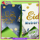 Eid Mubarak White & Blue Card Banner For Wall Decoration and Eid Celebration