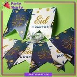 Eid Mubarak White & Blue Card Banner For Wall Decoration and Eid Celebration