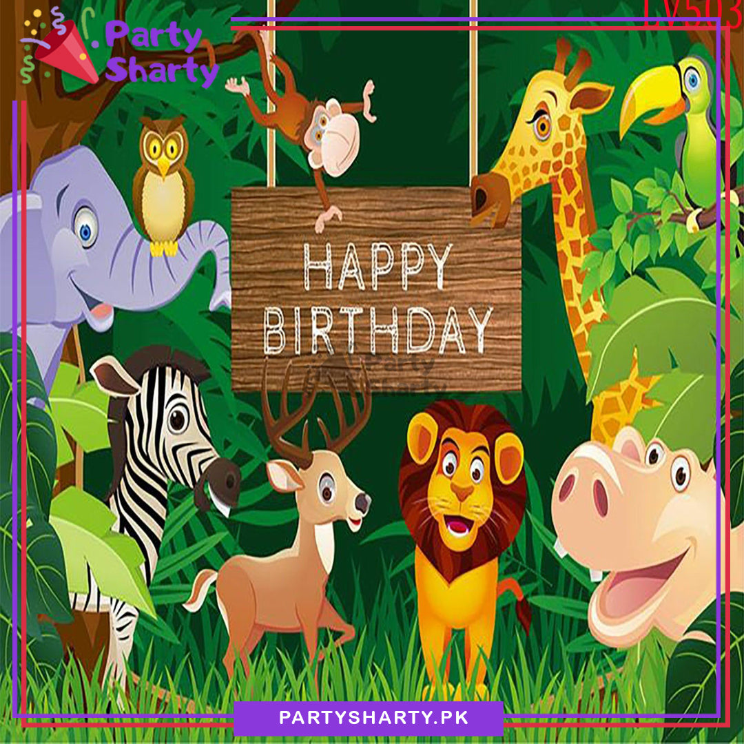 D-1 Jungle/Safari Theme backdrop For Jungle/Safar Theme Theme Birthday Decoration and Celebration