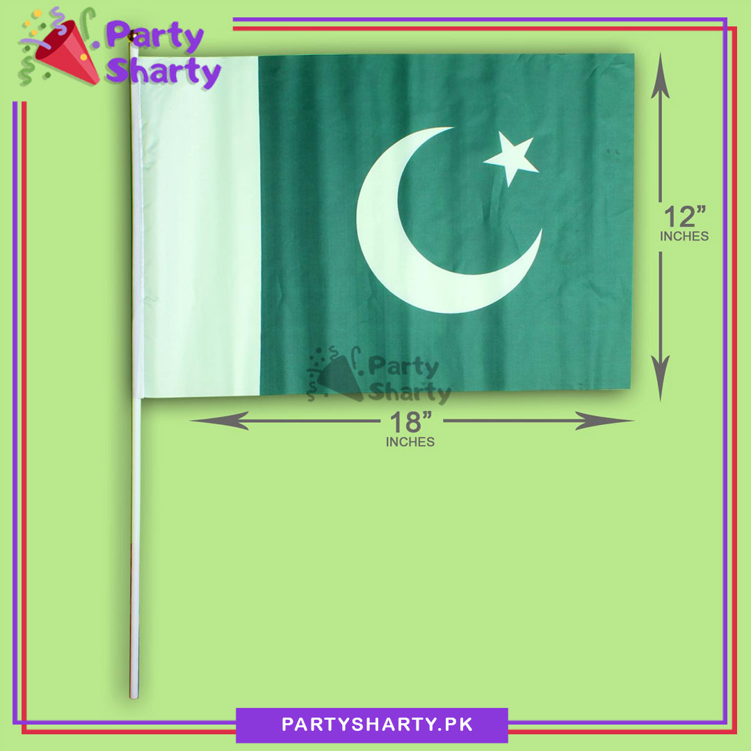 Hand held Pakistan Flag For Independence Day Celebration and Decoration