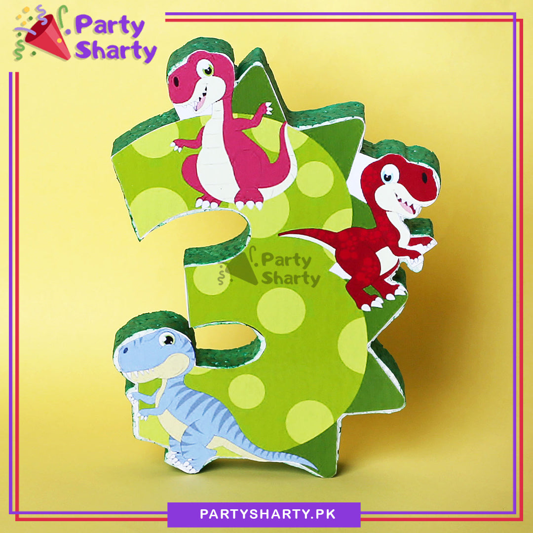 Numeric 3 Thermocol Standee For Dragon / Dinosaur Theme Based Third Birthday Party Decoration