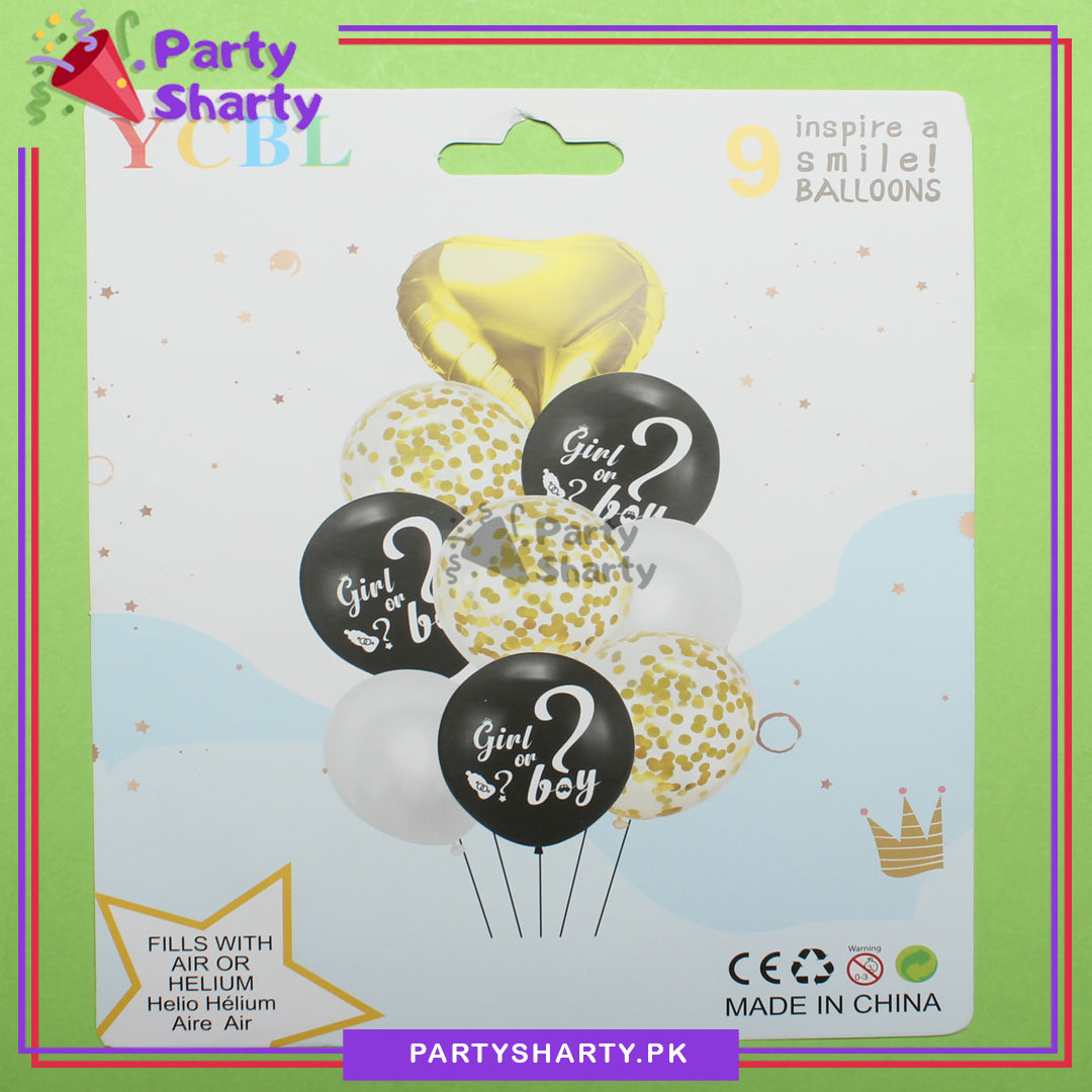 Golden & Black Gender Reveal Balloon set (Girl or Boy) For Gender Reveal Party Decoration and Celebration