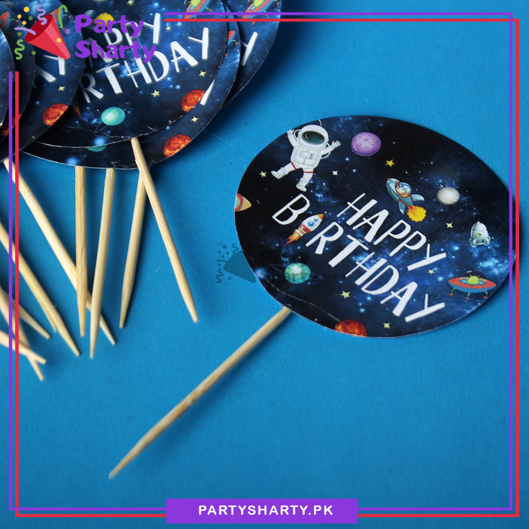 Spaceman Theme Cup Cake Topper For Space Birthday Theme Party and Decoration