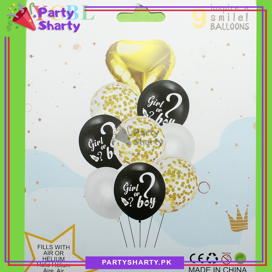 Golden & Black Gender Reveal Balloon set (Girl or Boy) For Gender Reveal Party Decoration and Celebration