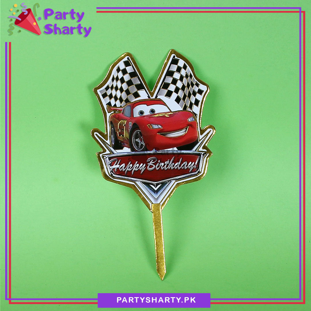 Lightning Mc Queen Theme Card Board Material Cake Topper For Birthday Party Celebration and Decoration