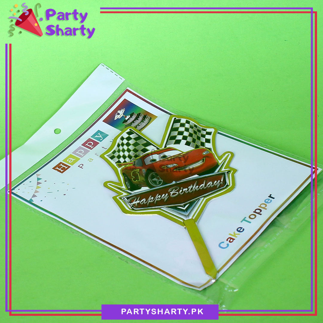 Lightning Mc Queen Theme Card Board Material Cake Topper For Birthday Party Celebration and Decoration